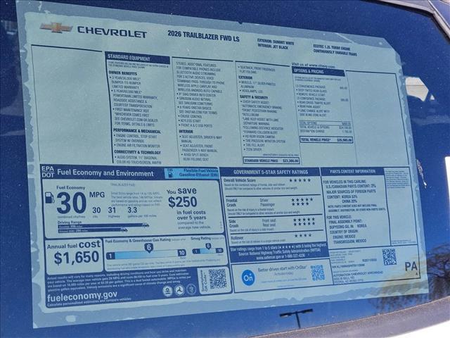 new 2026 Chevrolet TrailBlazer car, priced at $23,490