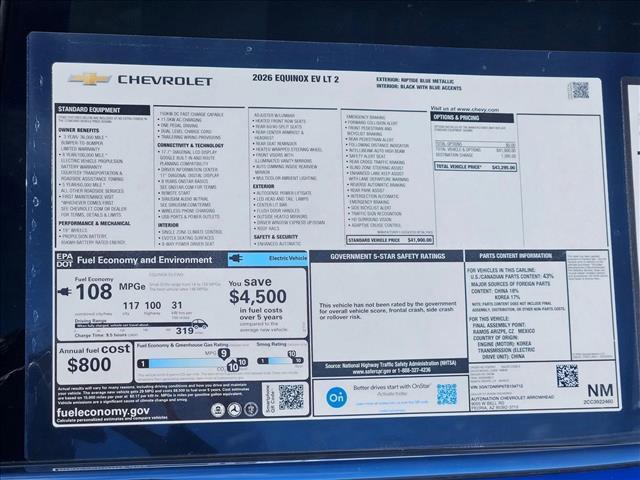 new 2026 Chevrolet Equinox EV car, priced at $32,990
