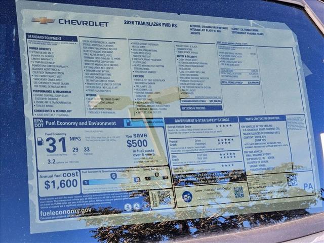 new 2026 Chevrolet TrailBlazer car, priced at $28,990