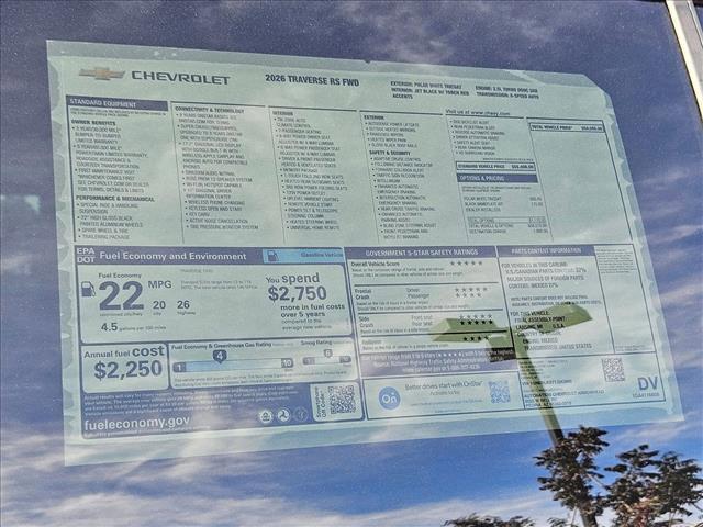 new 2026 Chevrolet Traverse car, priced at $56,990