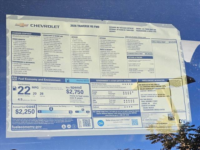 new 2026 Chevrolet Traverse car, priced at $55,990