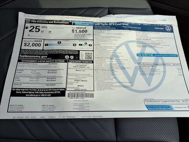 new 2026 Volkswagen Tiguan car, priced at $41,551