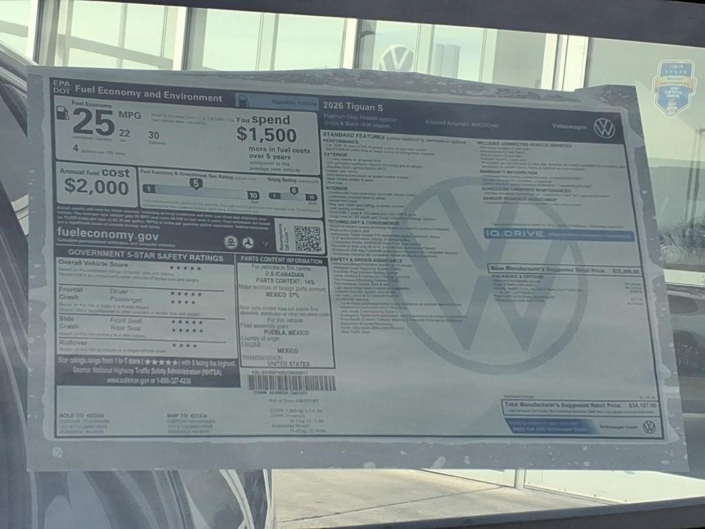 new 2026 Volkswagen Tiguan car, priced at $30,887