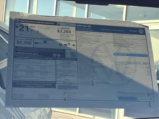 new 2026 Volkswagen Atlas car, priced at $53,489