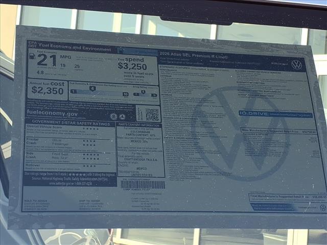 new 2026 Volkswagen Atlas car, priced at $58,499