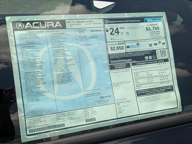 new 2025 Acura TLX car, priced at $49,646