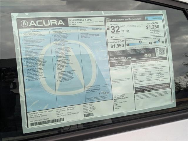 new 2026 Acura Integra car, priced at $37,145