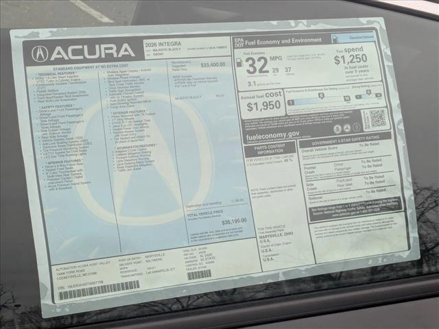 new 2026 Acura Integra car, priced at $35,195