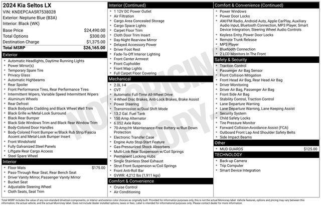 used 2024 Kia Seltos car, priced at $20,995