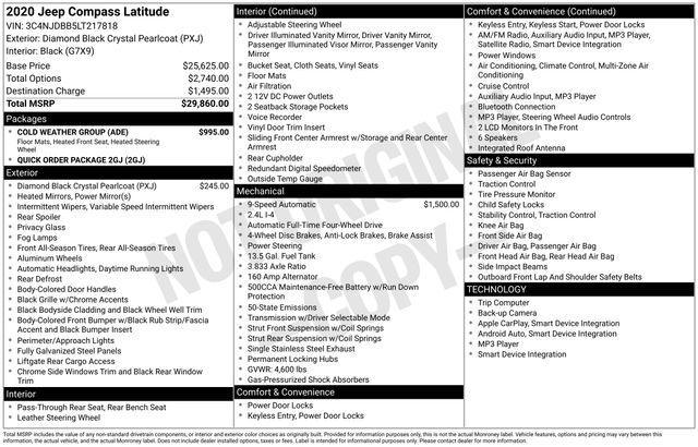 used 2020 Jeep Compass car, priced at $15,599