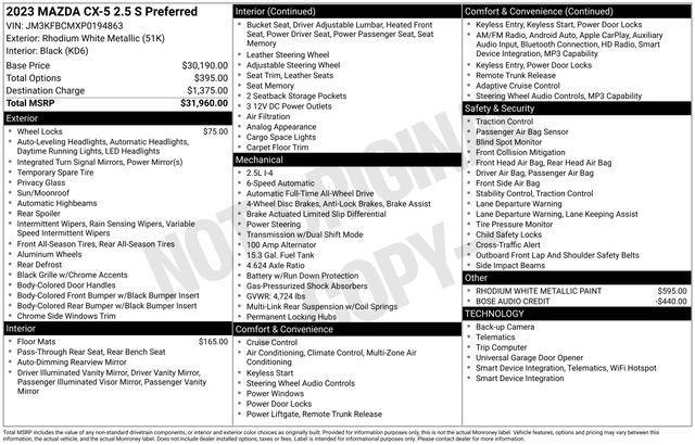 used 2023 Mazda CX-5 car, priced at $24,795