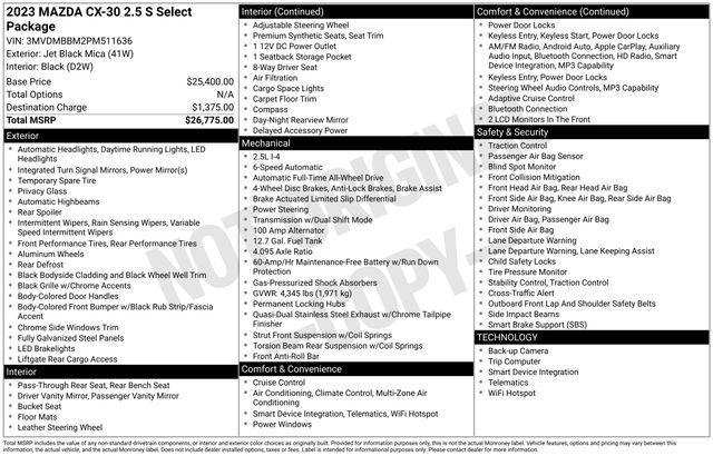 used 2023 Mazda CX-30 car, priced at $24,289