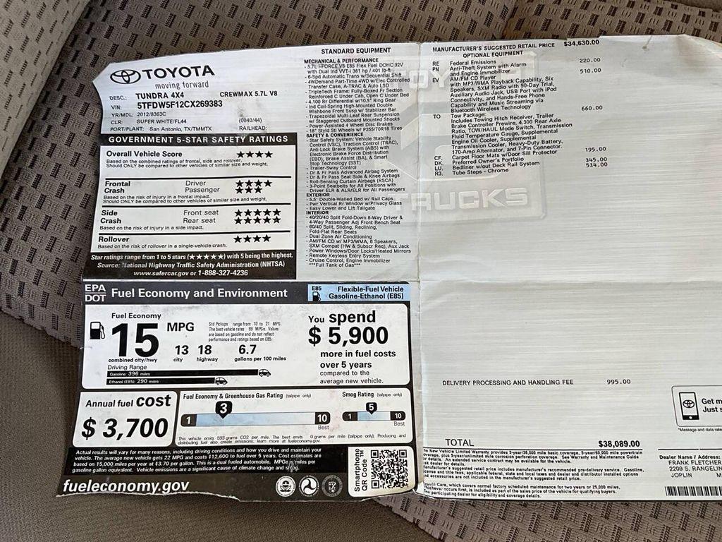 used 2012 Toyota Tundra car, priced at $16,975