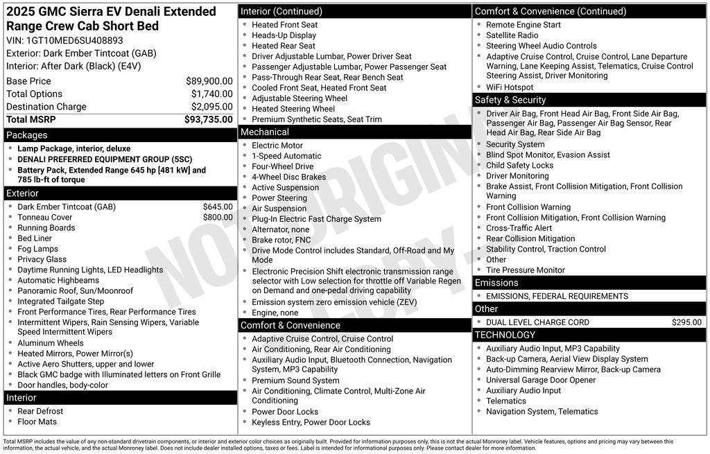 new 2025 GMC Sierra EV car, priced at $89,048