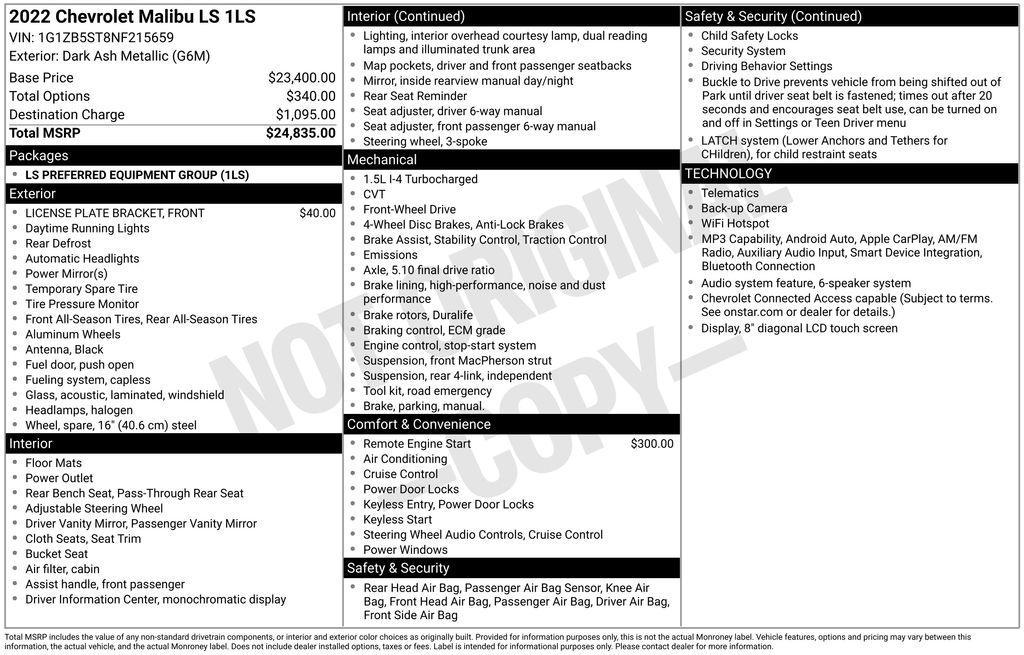 used 2022 Chevrolet Malibu car, priced at $19,846