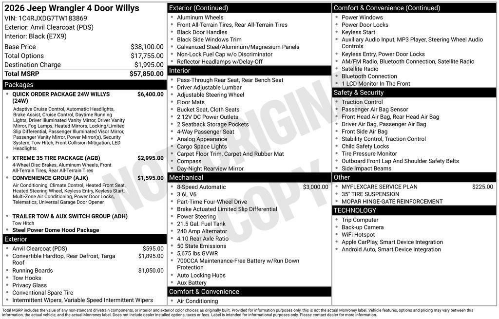 new 2026 Jeep Wrangler car, priced at $53,100