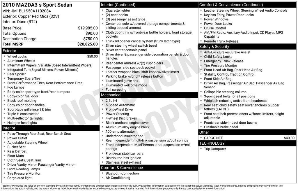 used 2010 Mazda Mazda3 car, priced at $2,499