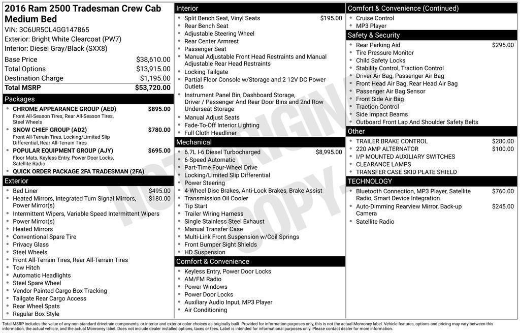 used 2016 Ram 2500 car, priced at $17,499