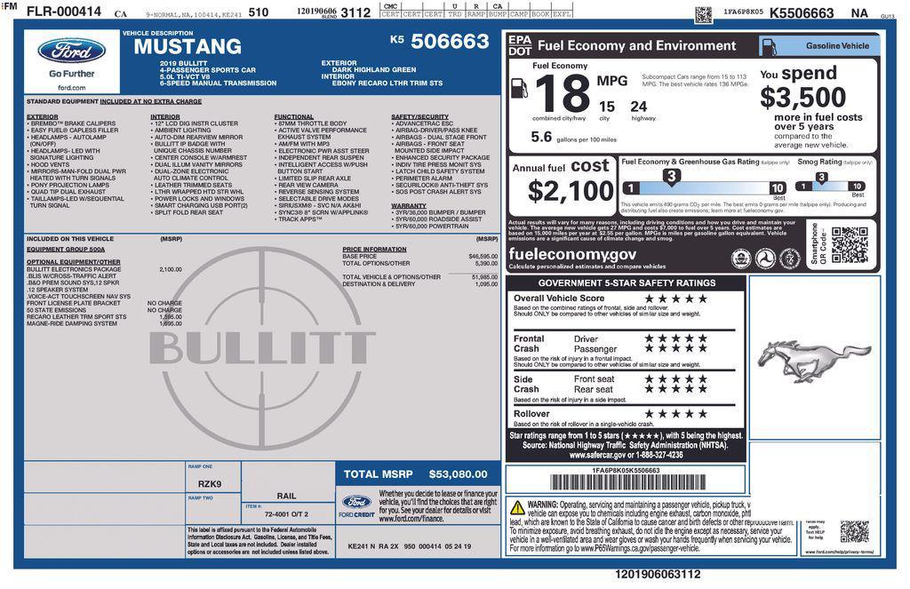 used 2019 Ford Mustang car, priced at $39,500