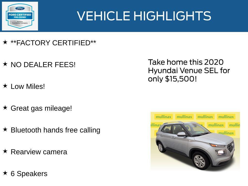 used 2020 Hyundai Venue car, priced at $15,500