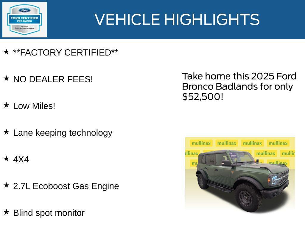 used 2025 Ford Bronco car, priced at $52,500