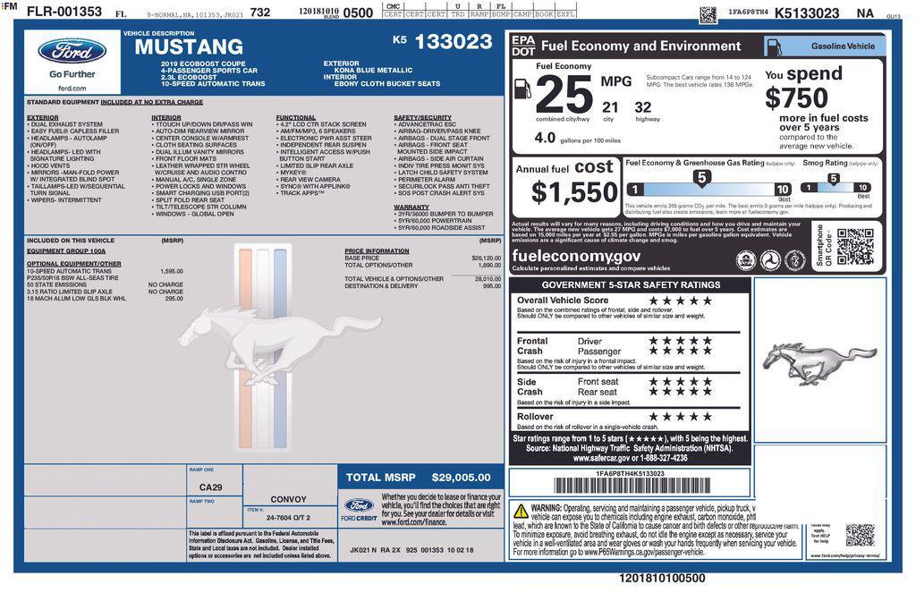 used 2019 Ford Mustang car, priced at $16,900