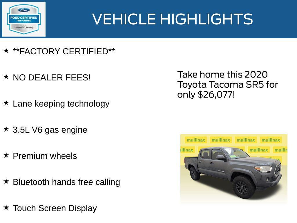 used 2020 Toyota Tacoma car, priced at $26,077
