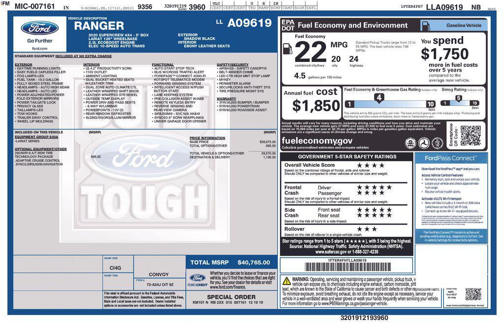 used 2020 Ford Ranger car, priced at $25,000