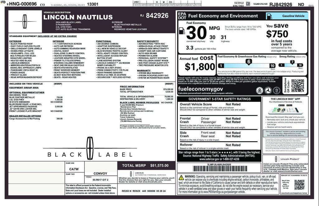 used 2024 Lincoln Nautilus car, priced at $56,971