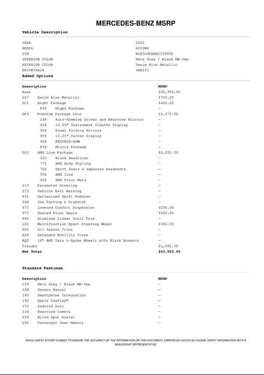 used 2022 Mercedes-Benz A-Class car, priced at $26,991