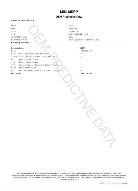 used 2025 MINI Hardtop car, priced at $31,732