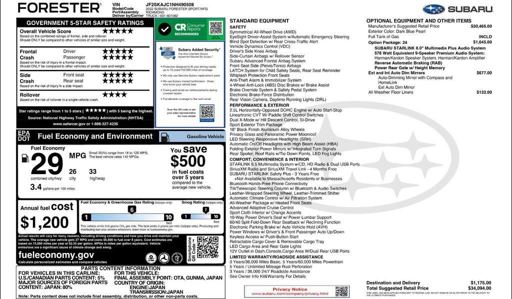 used 2022 Subaru Forester car, priced at $26,989