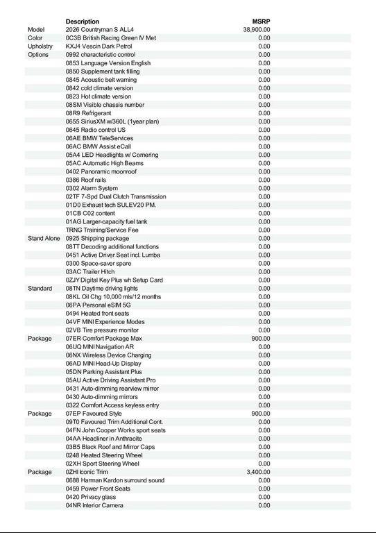 new 2026 MINI Countryman car, priced at $45,275