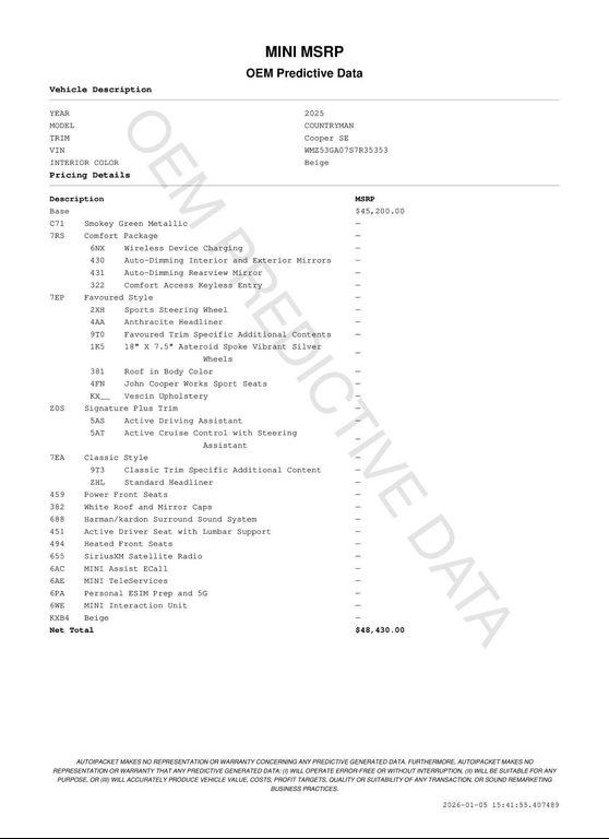 used 2025 MINI Countryman car, priced at $38,540