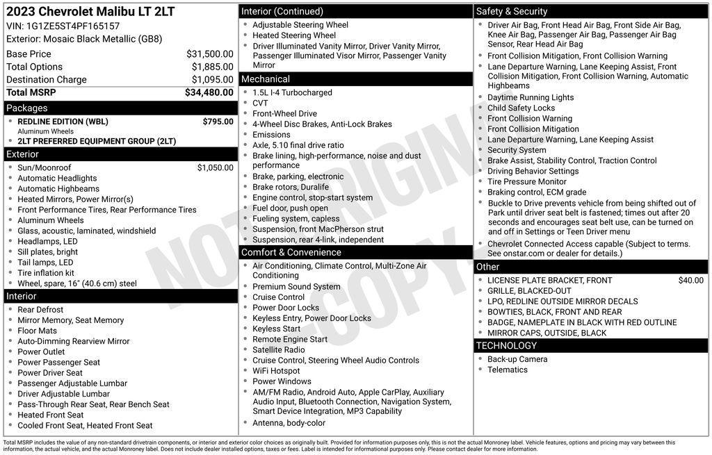 used 2023 Chevrolet Malibu car, priced at $21,931