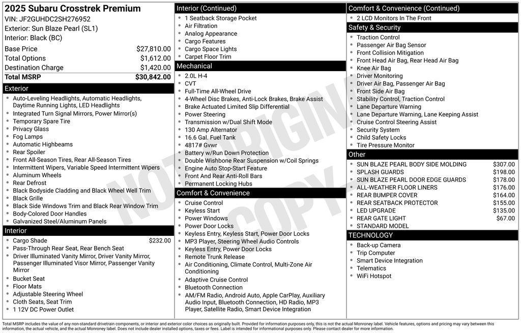 used 2025 Subaru Crosstrek car, priced at $28,555