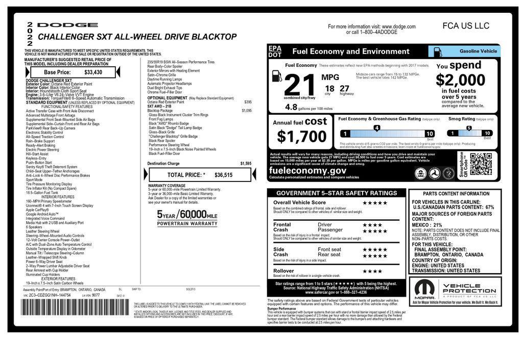 used 2022 Dodge Challenger car, priced at $23,899