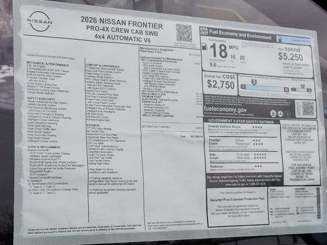 new 2026 Nissan Frontier car, priced at $46,792