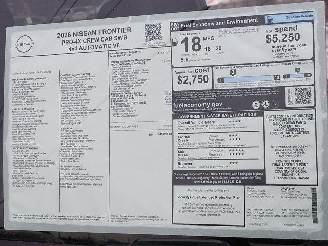 new 2026 Nissan Frontier car, priced at $47,151