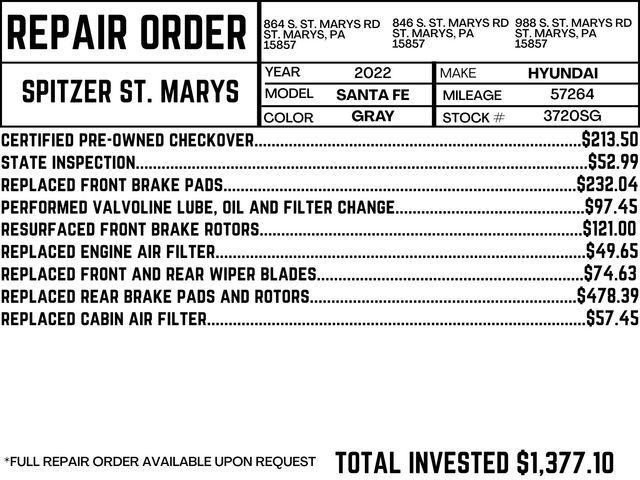 used 2022 Hyundai Santa Fe car, priced at $21,990