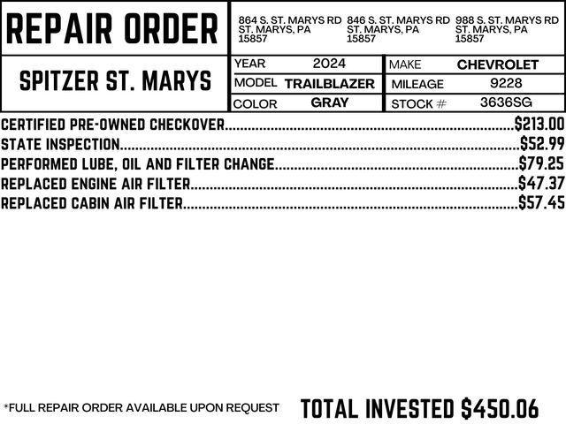 used 2024 Chevrolet TrailBlazer car, priced at $22,351