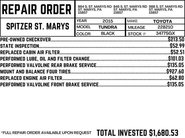 used 2015 Toyota Tundra car, priced at $17,290