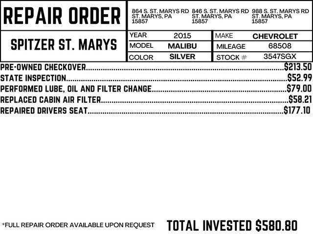 used 2015 Chevrolet Malibu car, priced at $11,190