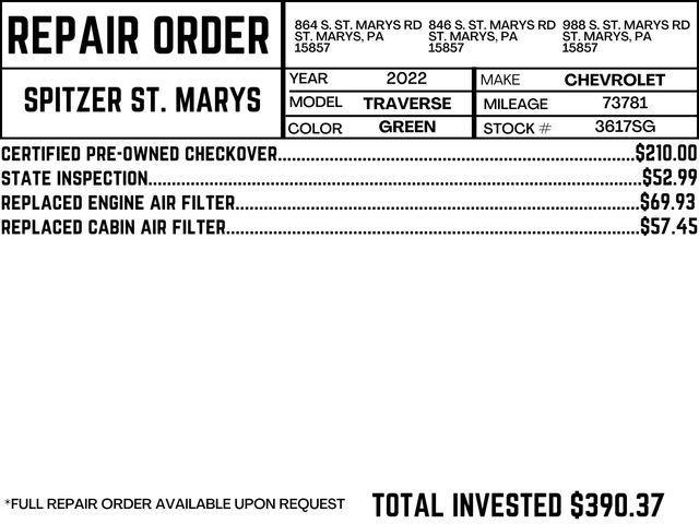 used 2022 Chevrolet Traverse car, priced at $25,590