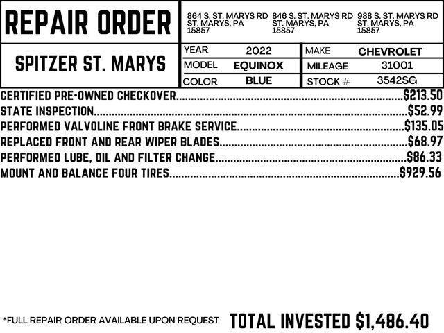 used 2022 Chevrolet Equinox car, priced at $24,190
