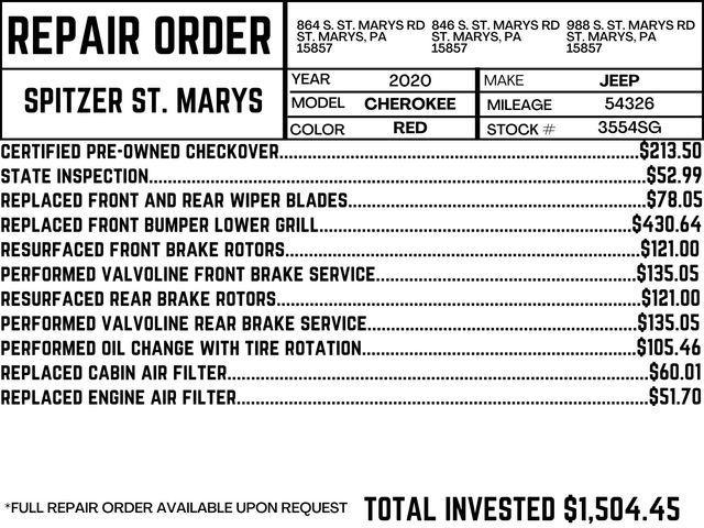 used 2020 Jeep Cherokee car, priced at $20,590