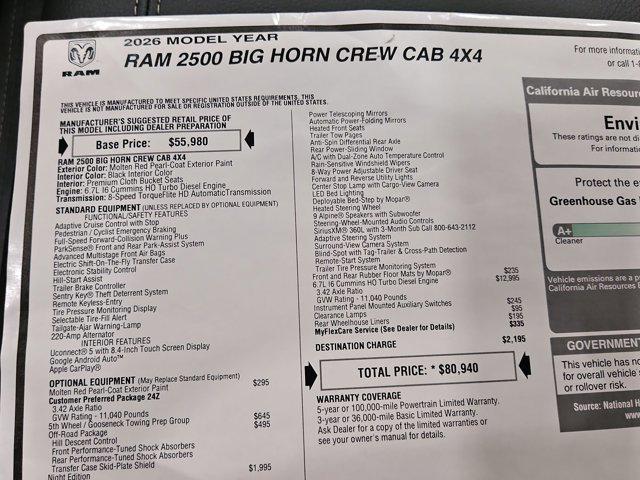 new 2026 Ram 2500 car, priced at $71,386