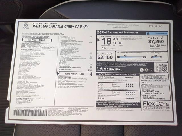 new 2026 Ram 1500 car, priced at $62,143