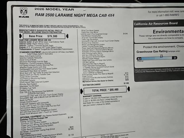 new 2026 Ram 2500 car, priced at $88,039