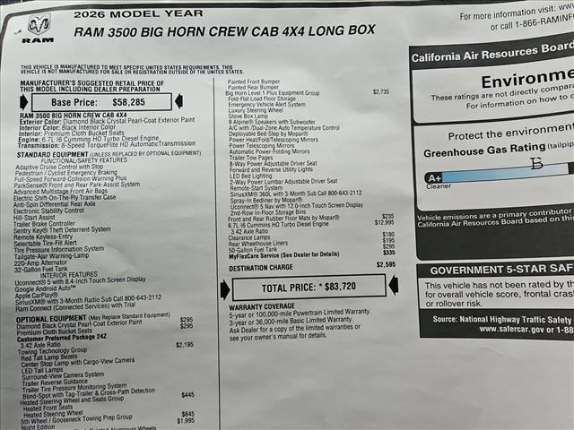 new 2026 Ram 3500 car, priced at $76,512